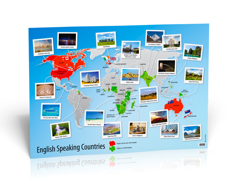 English Speaking Countries Map - Poster